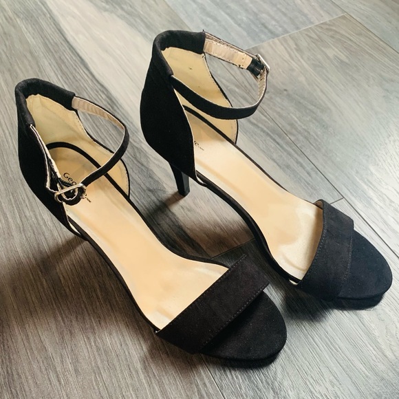 George Strap Suede Heels Size 7.5 (Black)Worn Once - Picture 1 of 2